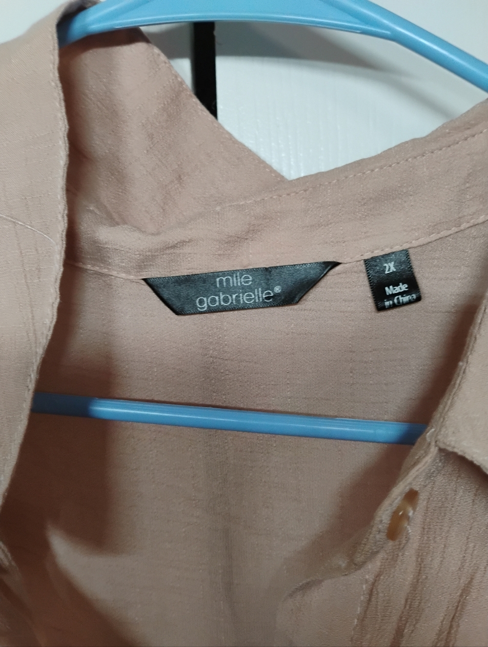 Mlle Gabrielle Blush-Taupe Button Front Top - Picture 3 of 6